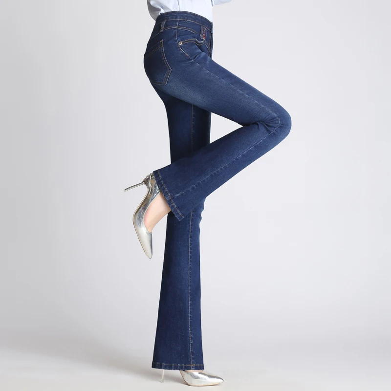 2020 New Women Flare jeans High Waist Slim Hip Lady Casual Denim Pants Fashion Embroidery Streetwear Office Plus Size Trousers | Женская