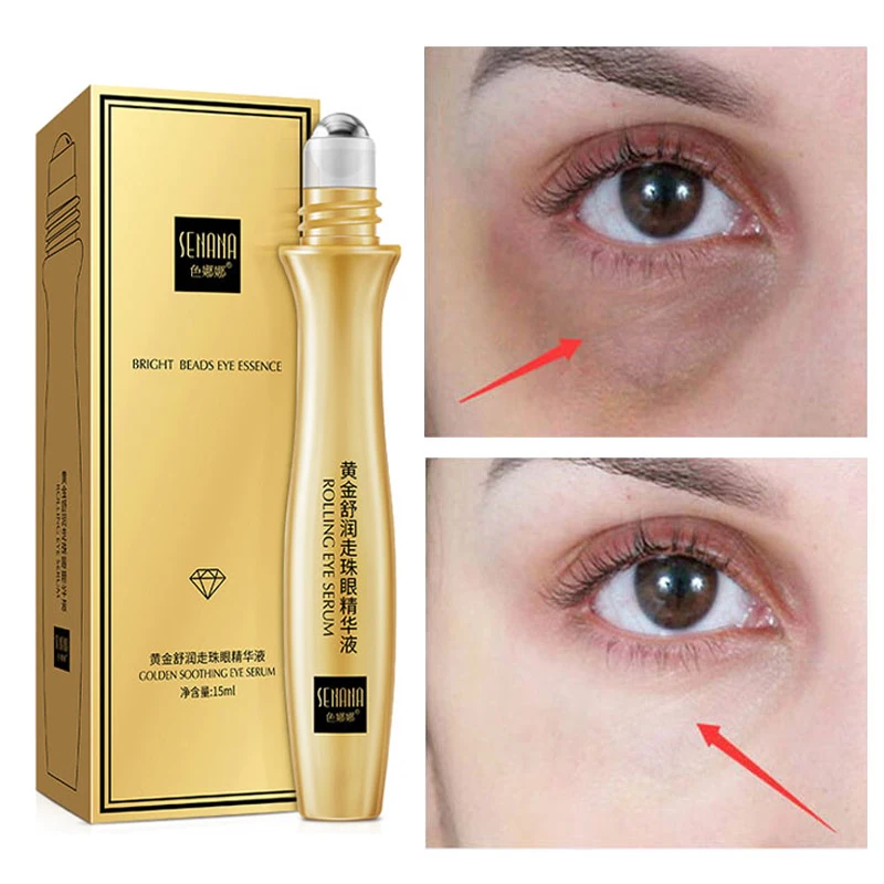 24K Gold Remove Dark Circles Eyes Cream Whitening Remove Eye Bags Lift Firm Roll-on Serum Anti-wrinkle Brighten Nourish Eye Care