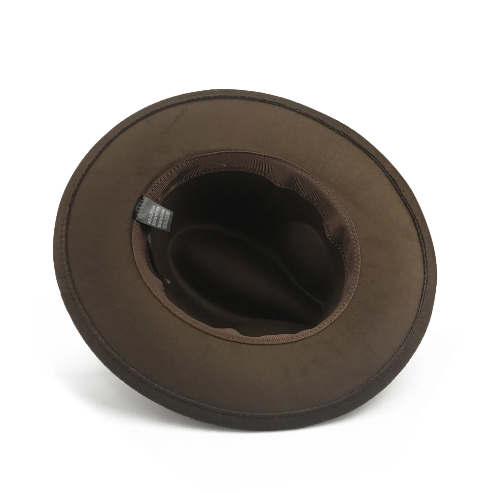 

YY Bead Belt Fedora Hat Artificial Wool Men Retro Trilby Cap Flat Brim Panama Jazz Women Church Hat Fedora Homme SH20046