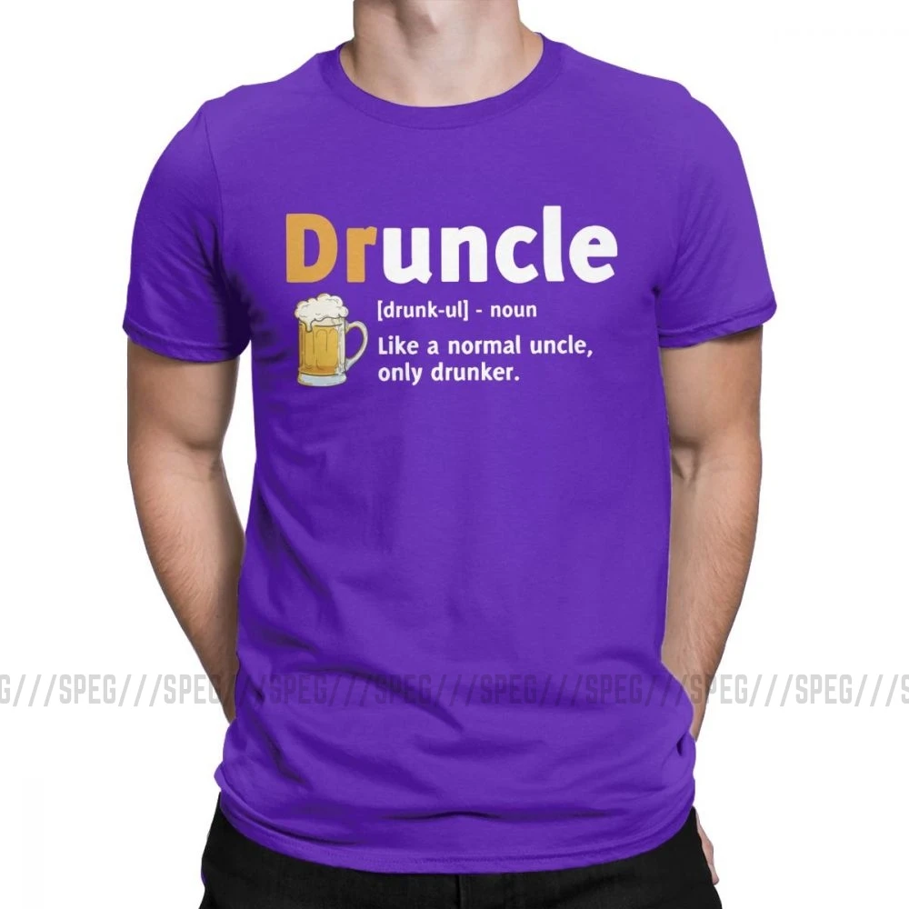 Druncle Drunkle Drunk Beer забавная футболка для мужчин с короткими рукавами, подарок для лучшего дяди, топы размера плюс, футболки, хлопковая футболка - Color: Purple
