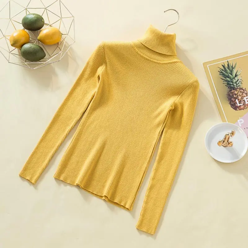 Gentillove Women Autumn Chic Solid Candy Color Basic Sweater Casual Long Sleeve Turtleneck Slim Knitted Korean Harajuku Pullover | Женская