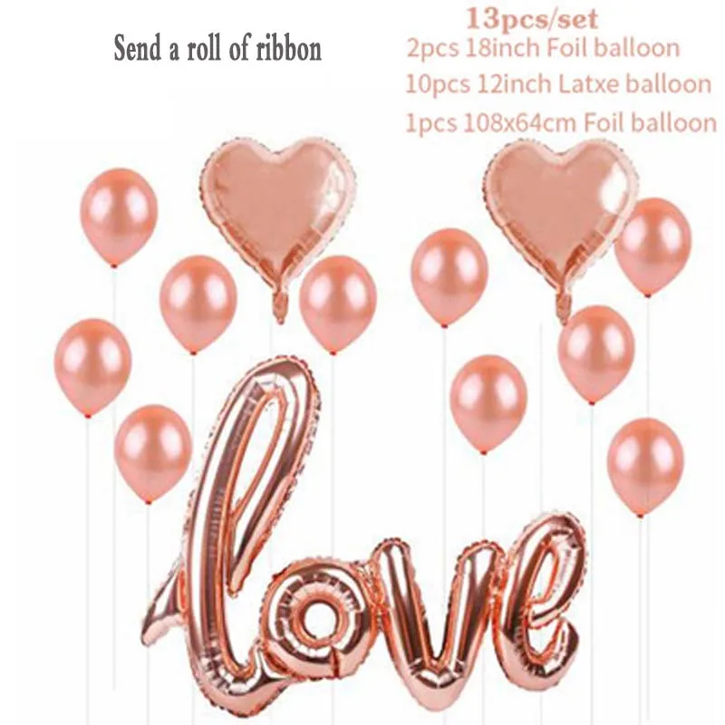 День Святого Валентина розовое золото любовь письмо шар кисточкой комбинации