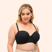 women bra seamless oversized non slip solid color gathered bra strapless plus size underwear
