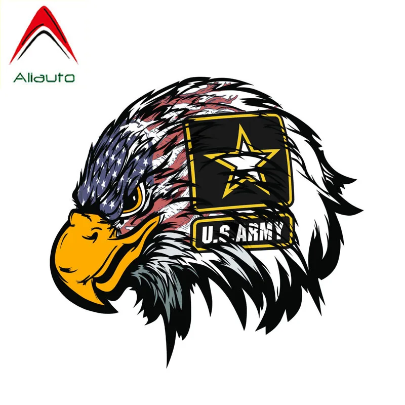 

Aliauto Creative Army American Flag Eagle Head Decal PVC Sunscreen Waterproof Reflective Car Sticker Accessories,15cm*14cm