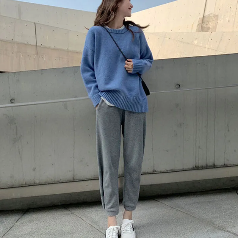 Зимний спортивный костюм женский свитер набор большого размера + штаны комплект