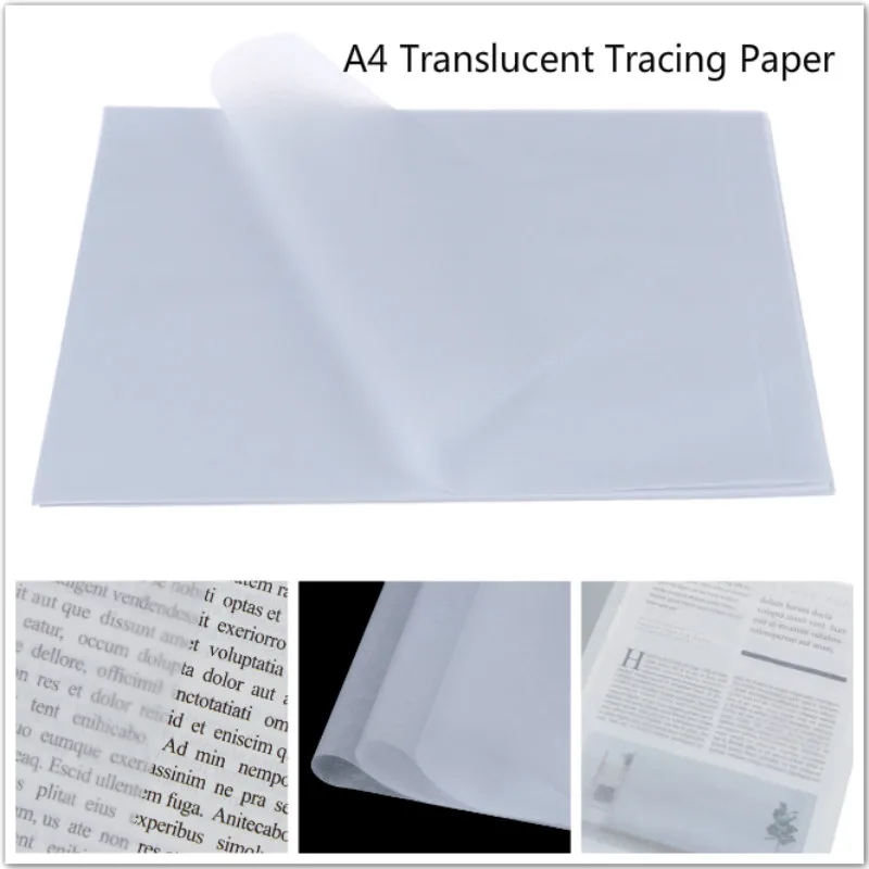 

100pcs Translucent Tracing Paperfor Patterns Calligraphy Craft Writing Copying Drawing Sheet Paper Office Supplies 29x21cm