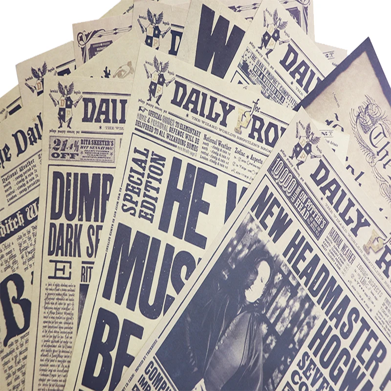 

5Pcs Flying Ford Anglia Poster Dumbledore Poster Kraft Paper Harried Cafe Bar Poster Retro Poster Decor Painting Wall Sticker