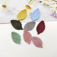 100pcs 1 53cm woolen leaf padded appliques for childrens crafts headwear accessories diy hair clips decoration wholesale