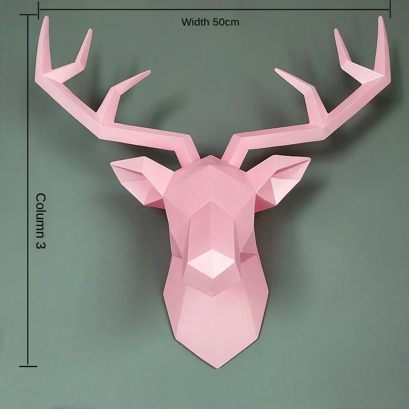 

3D Deer Head Statue Decor Abstract Sculpture Home Decoration Accessories 50x49x20cm Living Room Wall Big Elk Statues Decorations