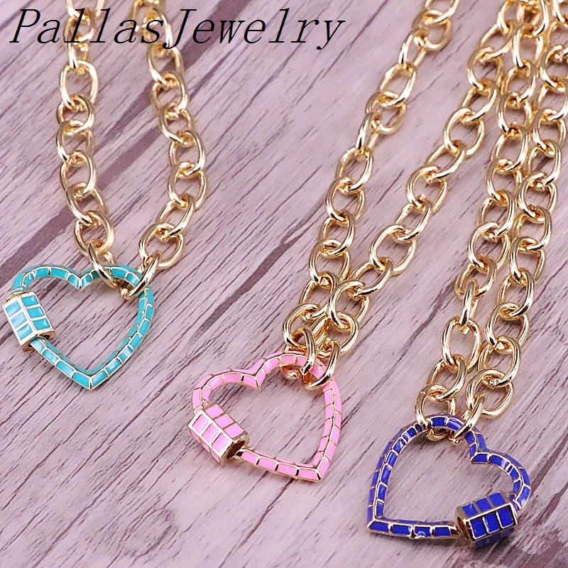 Ожерелье-чокер с замком в форме сердца модное колье золотым наполнением эмалью