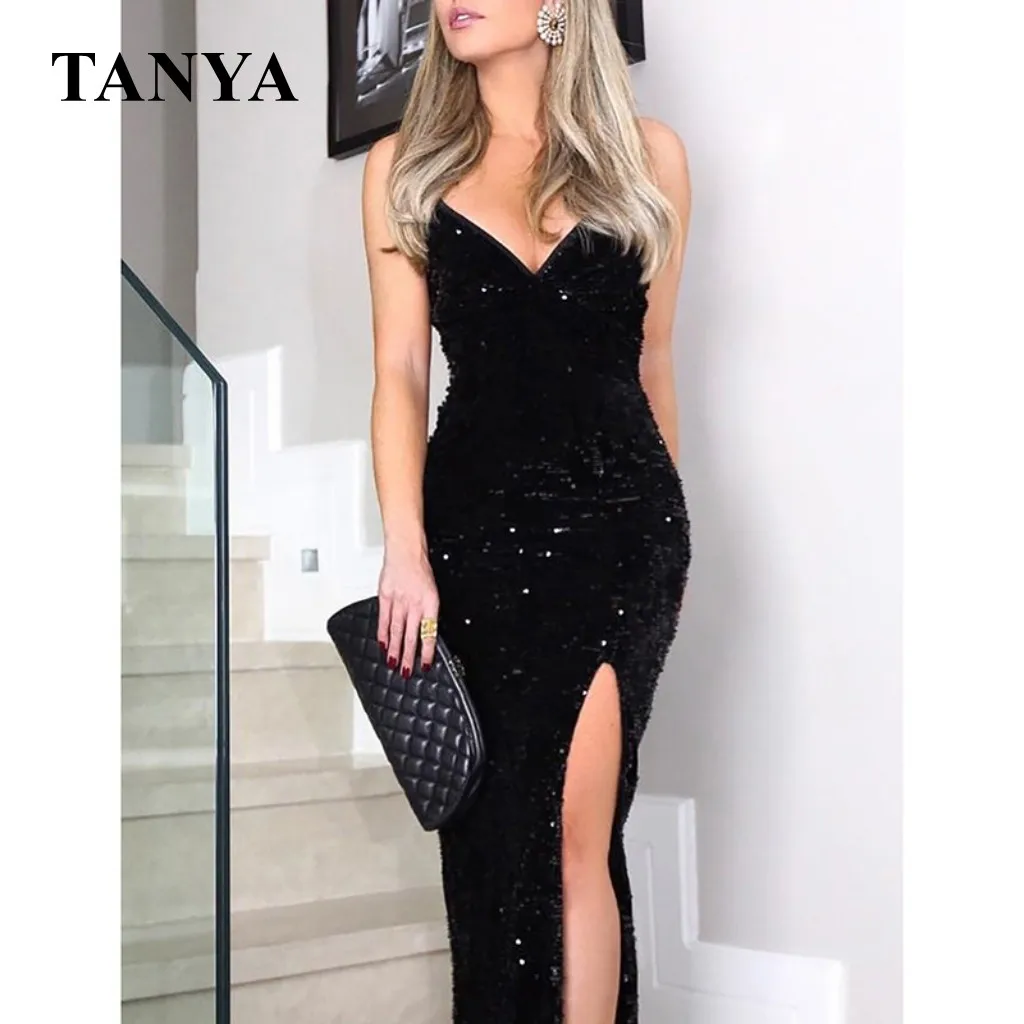 Для женщин V образным вырезом вечернее платье Bodycon 2022 новый сексуальный разрез