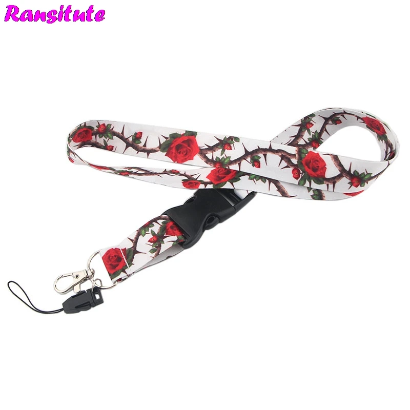 Ransitute Rose Key Lanyard ID Badge Holder для телефона и брелока DIY Neckband мобильный телефон ремешок