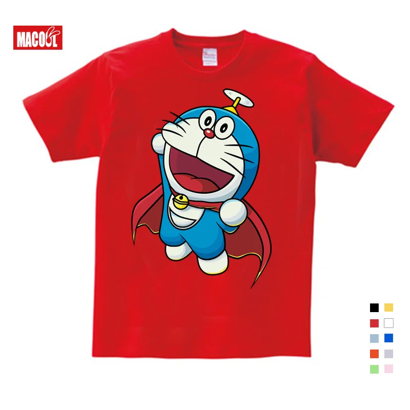 Распродажа летняя новая футболка с мультяшным принтом Doraemon одежда для мальчиков