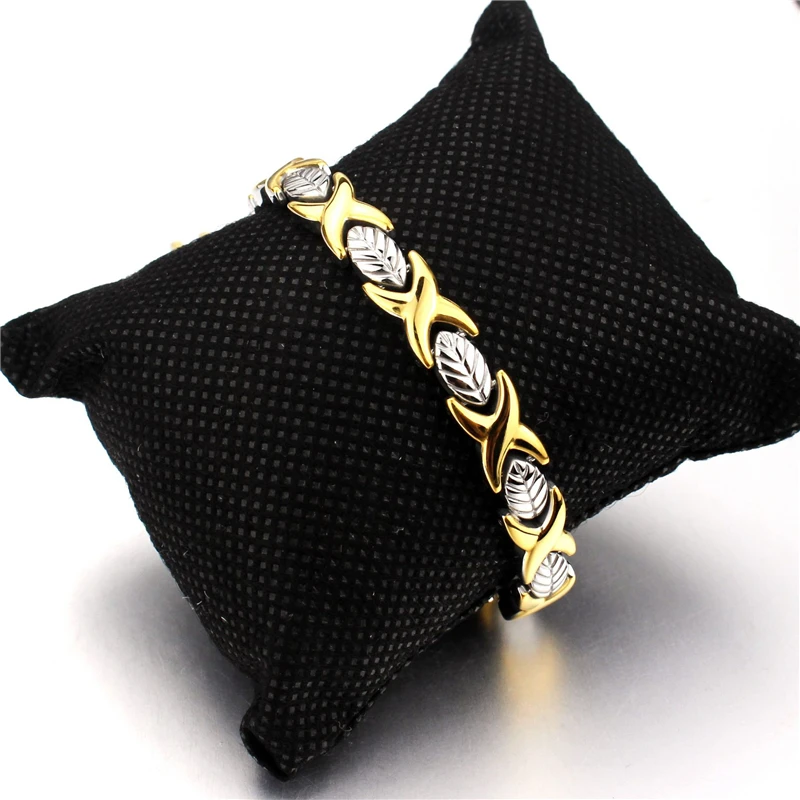 

Cute Thick 6mm Stainless Steel Chain Bracelets For Women Jewelry Adjustable Size Fashion Gold Color Leaf Wrist Armband Girls