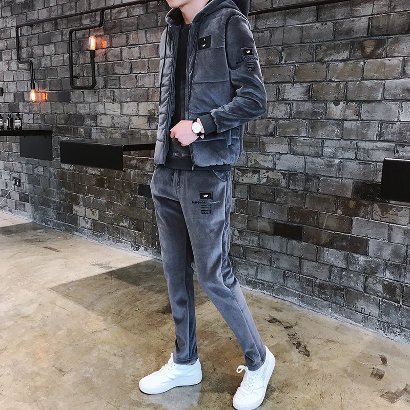 Высокое качество 2020 мужской спортивный костюм свободного покроя на зиму в