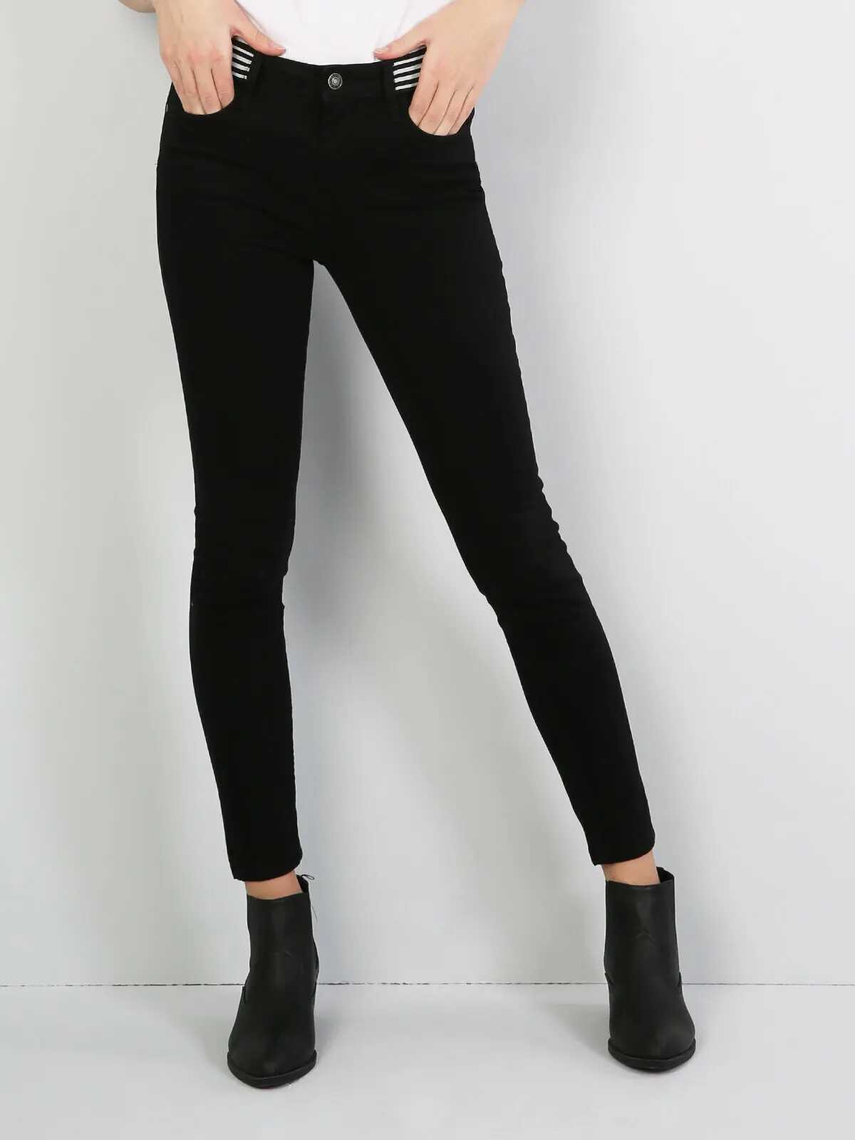 

Colins Woman Super Slim Fit Black Pants High Rise Skinny Legwomen's trousers women's pants Trousers for women pants women,CL1042
