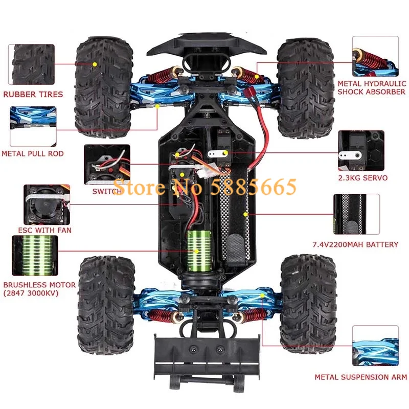 Professional 80KM/H Alloy Frame RC Brushless Car 4WD Buggy High Speed Independent Suspension 200M Brake 1:10 Cars For Adults | Игрушки и