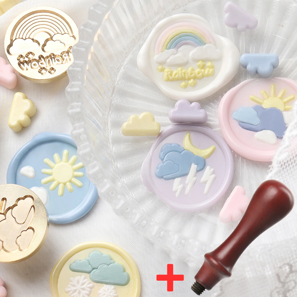 

25 мм, уплотнение в виде белого облака, радуги, дождливого дня, воск, уплотнение, головка штемпеля для скрапбукинга, конверты, ручка для свадеб...