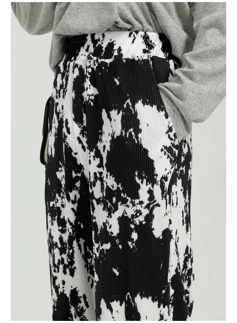 

IEFB Men's Wear 2021 Spring New Tie Dyed Mid Waist Casual Pants Loose Fashionable Wide Leg Trousers For Men Streetwear 9Y7093