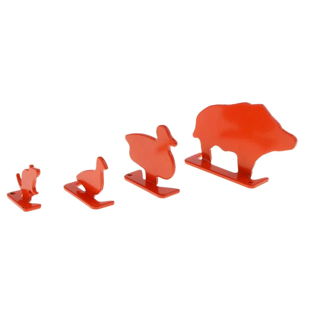 

4pcs Metal Animal Targets Set Shooting Plinking Target for Fun Competition and Practice Orange Paintball Accessories