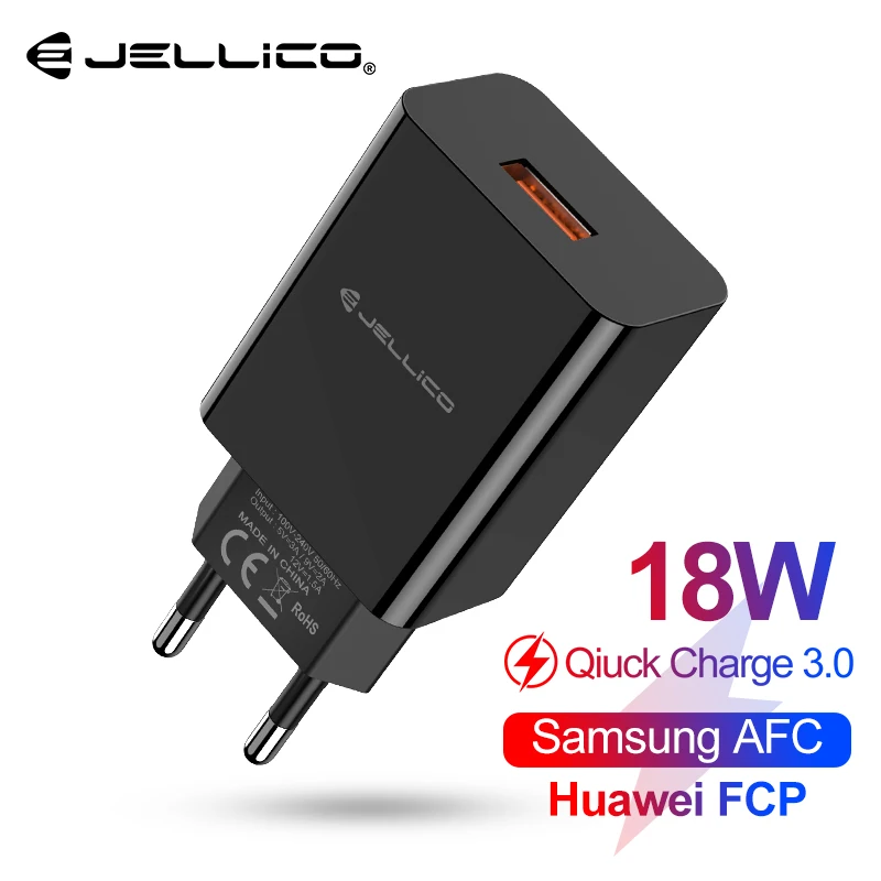 Jellico 18 Вт QC 3 0 USB быстрое зарядное устройство для телефона дорожный настенный