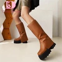 doratasia big size 35 43 ladies mid calf boots platform chunky high heels women booties 2021 brand new fashion mature shoes