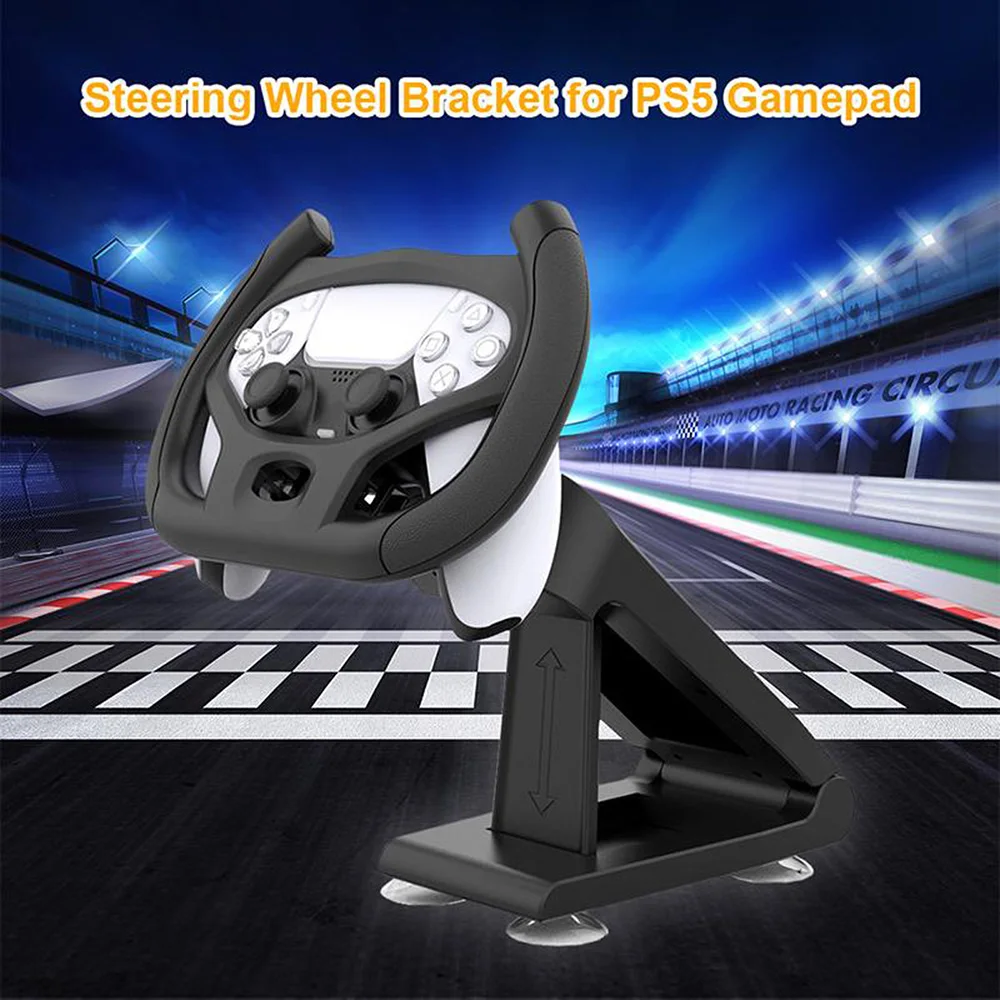 

Multi-angle Axis Car Racing Game Steering Wheel Gamepad Stand Dock Base with 4 Suction Cups for PS5 Wireless Gaming Controller