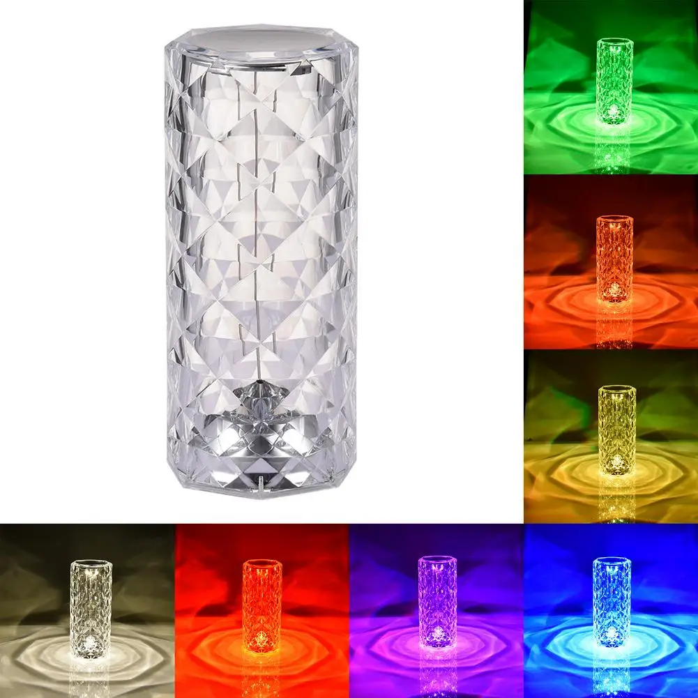 LED de cristal de diamante l&aacute;mpara de mesa por USB l&aacute;mpara de mesita de noche luz decorativa para noche para restaurante dormitorio decoraci&oacute;n del hogar-4