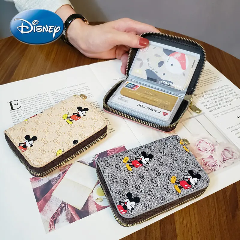 

Disney Ms. Cartoon Mickey Card Bag Europe and America Zipper Organ Style Coin Purse Hand Grab Short Bank Card Storage Bag