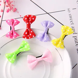 10 шт.лот, маленькие мини заколки для волос с бантом, милые однотонные заколки для волос в горошекполоску, детские заколки для волос