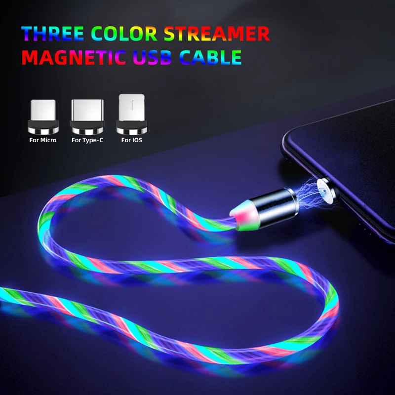 Магнитный светодиодный кабель, светящееся зарядное устройство Micro usb type C для быстрой зарядки iPhone, samsung, USB-C, type-C, кабели для мобильных телефонов