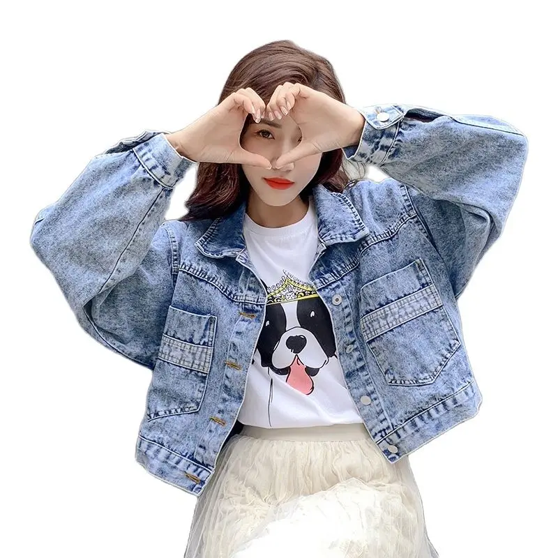 

Denim jackets women no logo cowboy jeans jackets women short 2021 trench denim short coat women croped jackets woman Outerwear