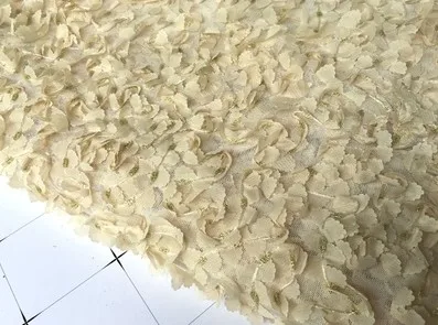 beige Стиль 3D шифон Золотой Шелковый цветок дизайнерская ткань креативный элегантный сетка платье свадебное украшение вышитые кружева D657 - Цвет: beige