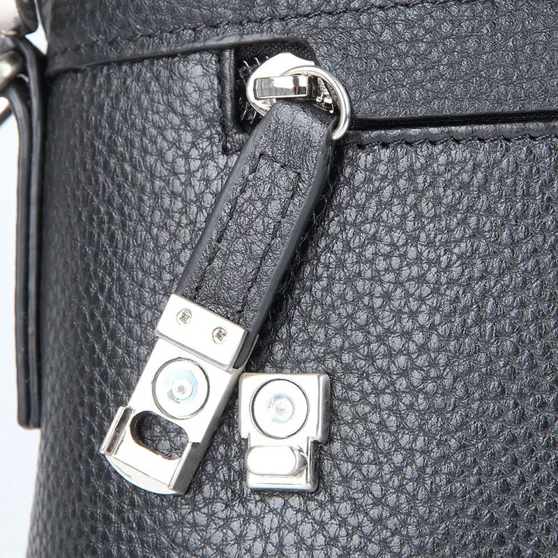 Nesitu Highend Black Chocolate Blue Genuine Leather 14'' Laptop Office Men's Briefcase Business Messenger Bag A4 Portfolio M7412