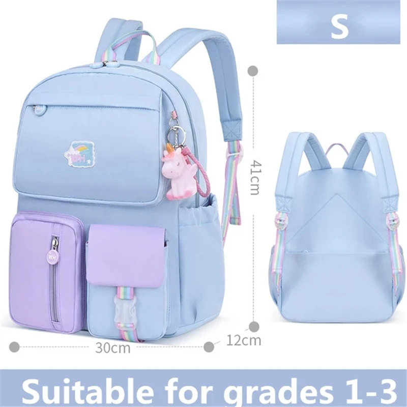 Backpack for Teenager Girls Korean Fashion Rainbow Shoulder Bag Child Waterproof School Orthopedic Satchel Kids GIRL Schoolbags