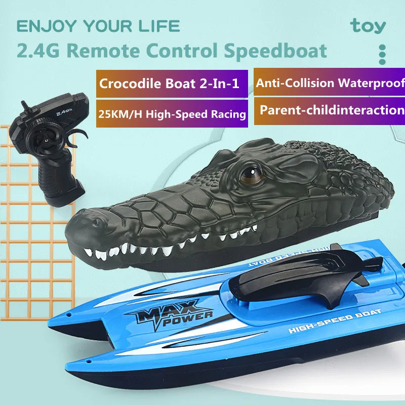 Крокодил лодка 2-в-1 Пульт дистанционного управления Управление 2 4 г мощный