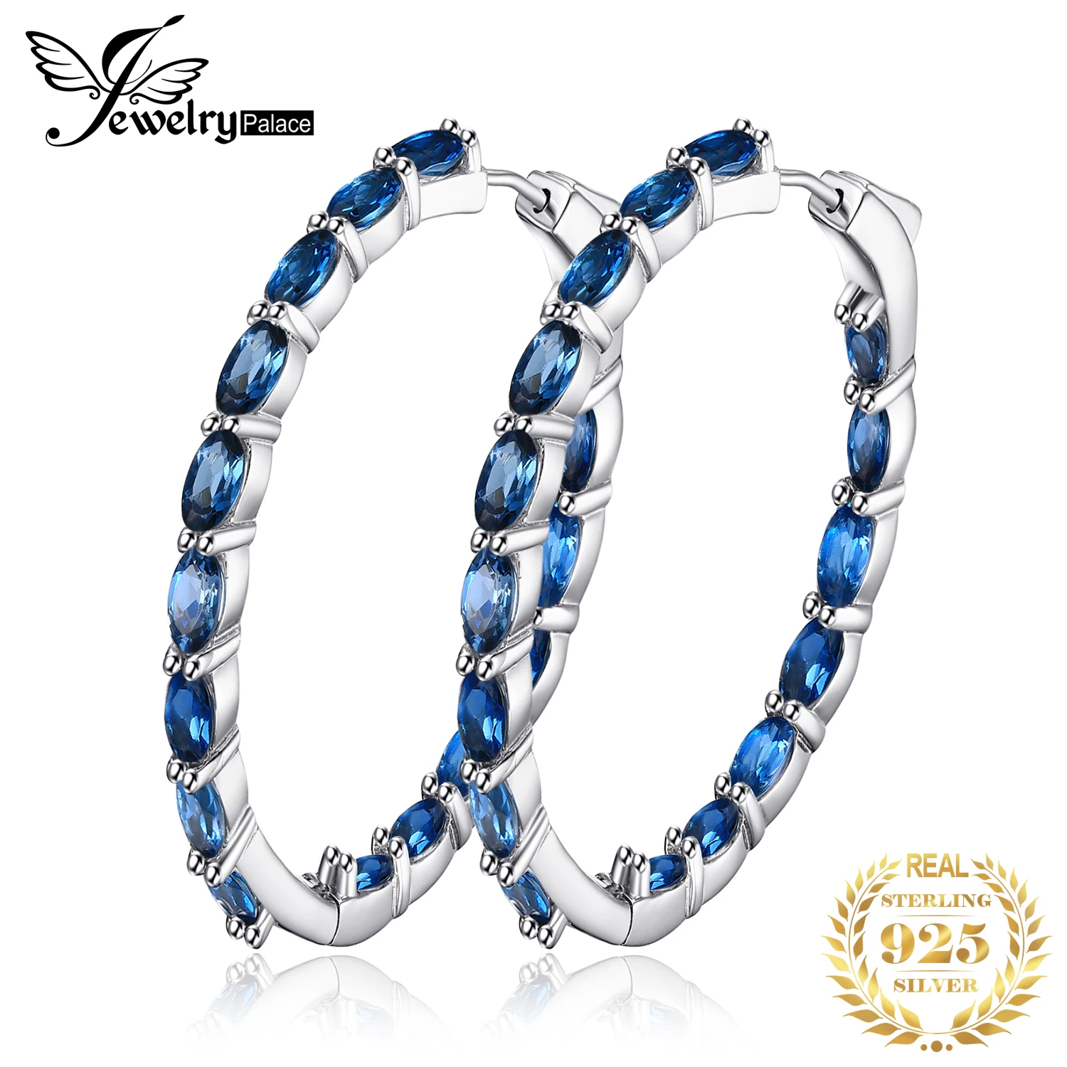 Jewelrypalace огромный 13.5ct натуральный londun голубой топаз Серьги-кольца Подлинная