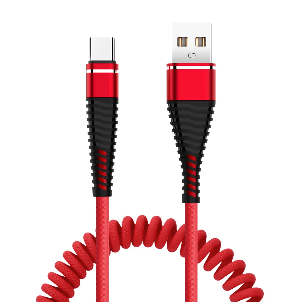Красный Robotsky пружинный USB кабель type-C для быстрой зарядки и синхронизации данных пружинный USB кабель для зарядки XiaoMi huawei Letv samsung Micro USB - Цвет: Красный