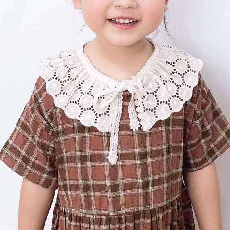 Женская детская шаль воротник кружевной отворот однотонная ажурная рубашка