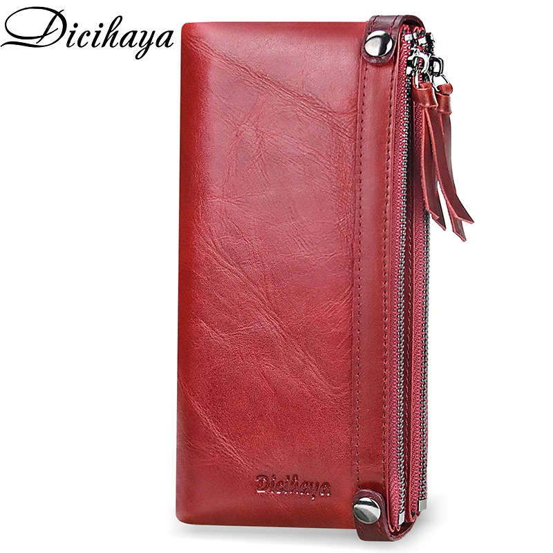 Женский кошелек DICIHAYA из натуральной кожи Модный Дамский удлиненный бумажник на