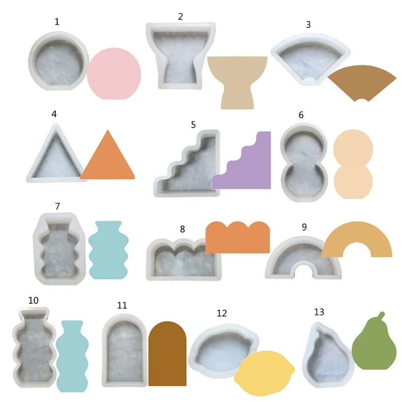 

3D Geometric Round Triangle Candle Molds Pear Lemon Epoxy Resin Casting Molds Reainbow Gourd Shape Silicone Mold Crafts X4YA
