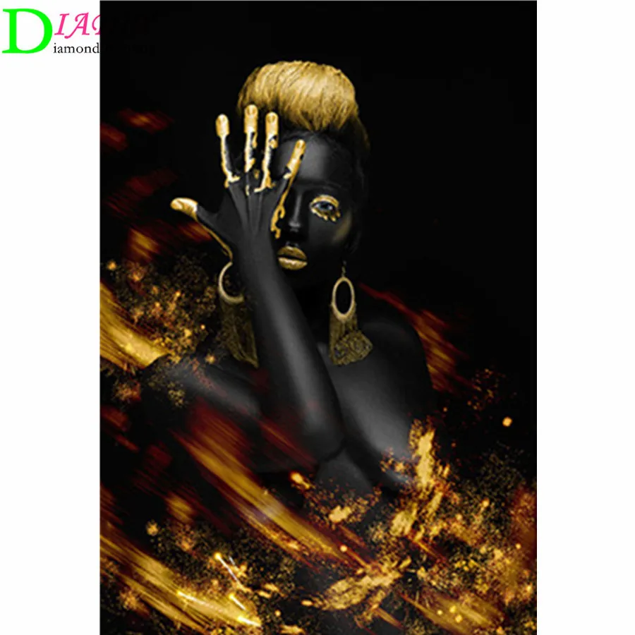 

5D DIY Diamond Painting Black White Gold Modern Woman Cross stitch Diamond Embroidery Mosaic Art Picture Rhinestones Decor Gift