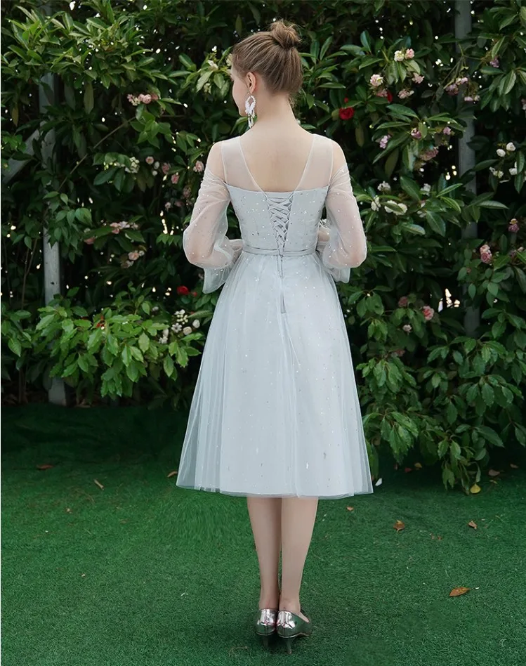 Женское короткое вечернее платье серое бальное платье-корсет для подростков и