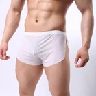 Трусы-боксеры мужские из вискозы, ультратонкие, однотонные, полупрозрачная марля, удобные трусы-боксеры