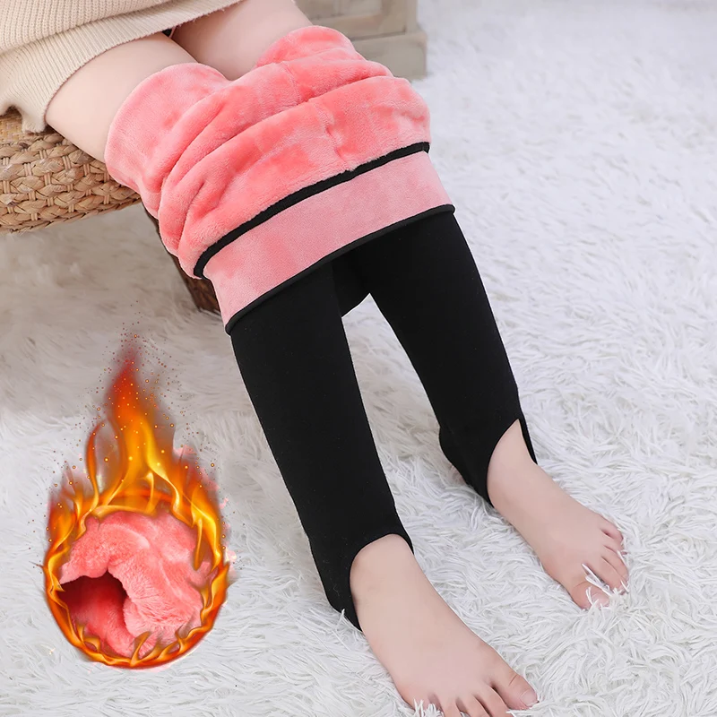 

winter Girl High waist extra-thick dance stockings plus velvet cotton warm baby kids leggings Polar Fleece Lining child trousers