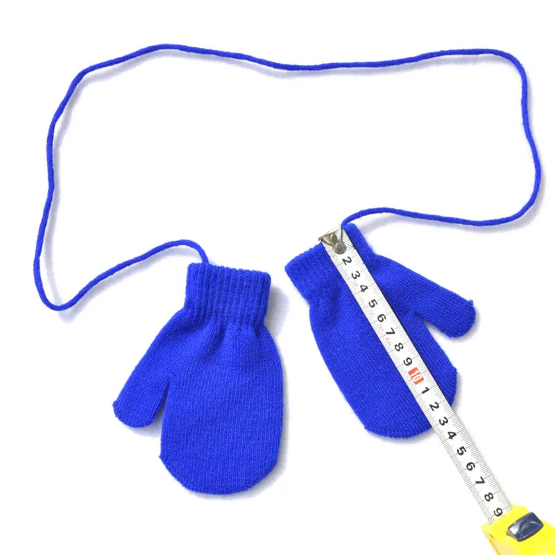 Зимние перчатки с пальцами для мальчиков и девочек теплые одноцветные вязаные