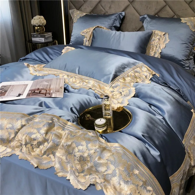 comprar Luxo Chique Marfim Creme Macrame Laço Largo Algodão E Cetim De Seda Edredon Consolador Capa Folha Fronhas 4/7 Pçs Conjunto Cama