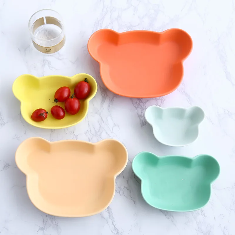 Керамическая обеденная тарелка в скандинавском стиле форме медведя цельная