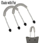 Новинка 1 пара длинный пушистый ремень из искусственного меха металлические цепные ручки с черным винтом для O-Bag для женщин и девушек EVA Obag