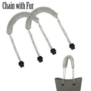 Новинка 1 пара длинный пушистый ремень из искусственного меха металлические цепные ручки с черным винтом для O-Bag для женщин и девушек EVA Obag